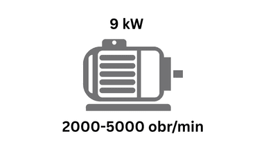 Nastavljiva vrtilna hitrost žage 2000..6000 obr/min, moč motorja 9kW