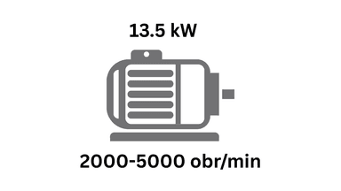 Nastavljiva vrtilna hitrost žage 2000..6000 obr/min, moč motorja 13.5 kW