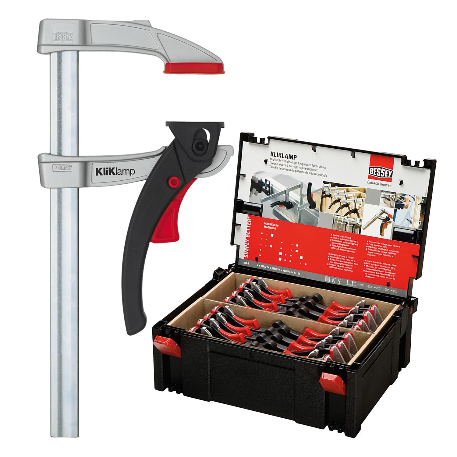 BESSEY® KliKlamp visokotehnološka vzvodna spona KOMPLET z ragljnim mehanizmom