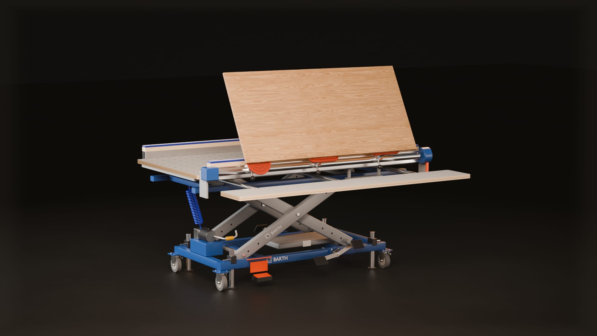 Računalniška upodobitev obdelovanca, zavrtenega na vakuumskih prisoskih mize vakuuLIFT-S SET.
